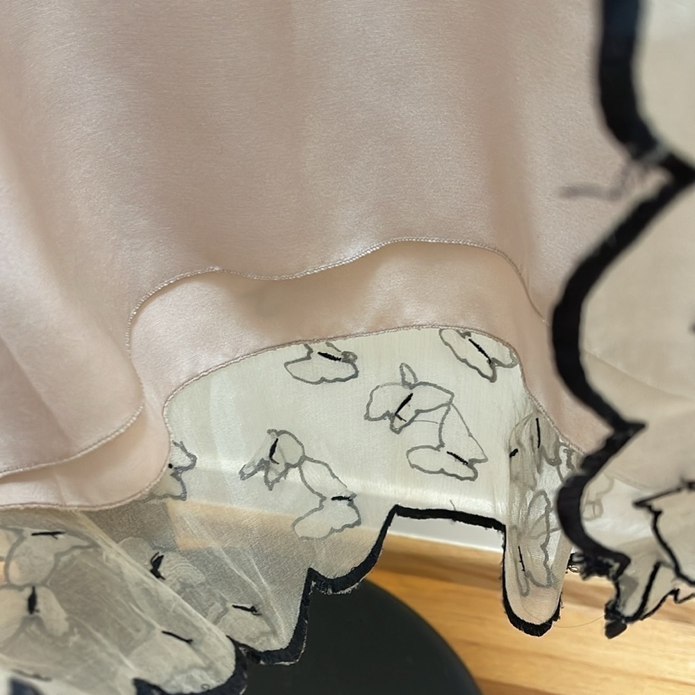 100% silk chiffon butterfly dress beige and black size 38 XS - Picture 6 of 11
